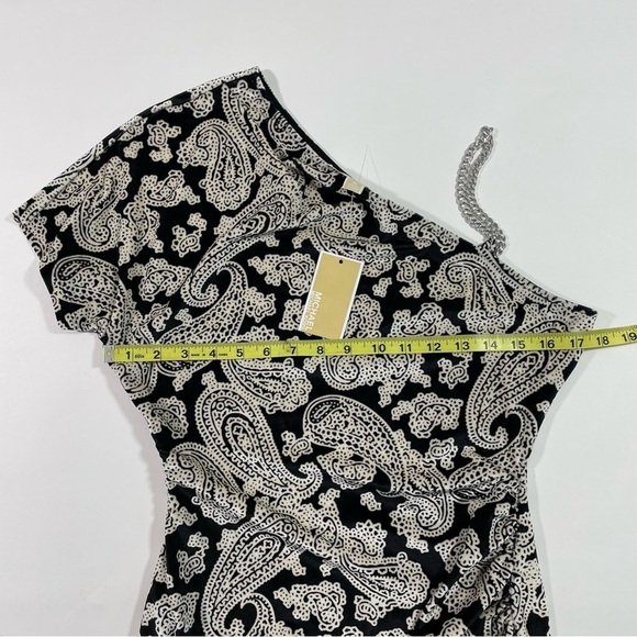 New Michael Kors Velvet Paisley One Shoulder Dress Chain Strap - Picture 6 of 7